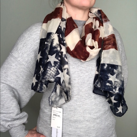 Modena American Flag Rustic Tie Dye Wrap Light Weight Scarf - Picture 2 of 10